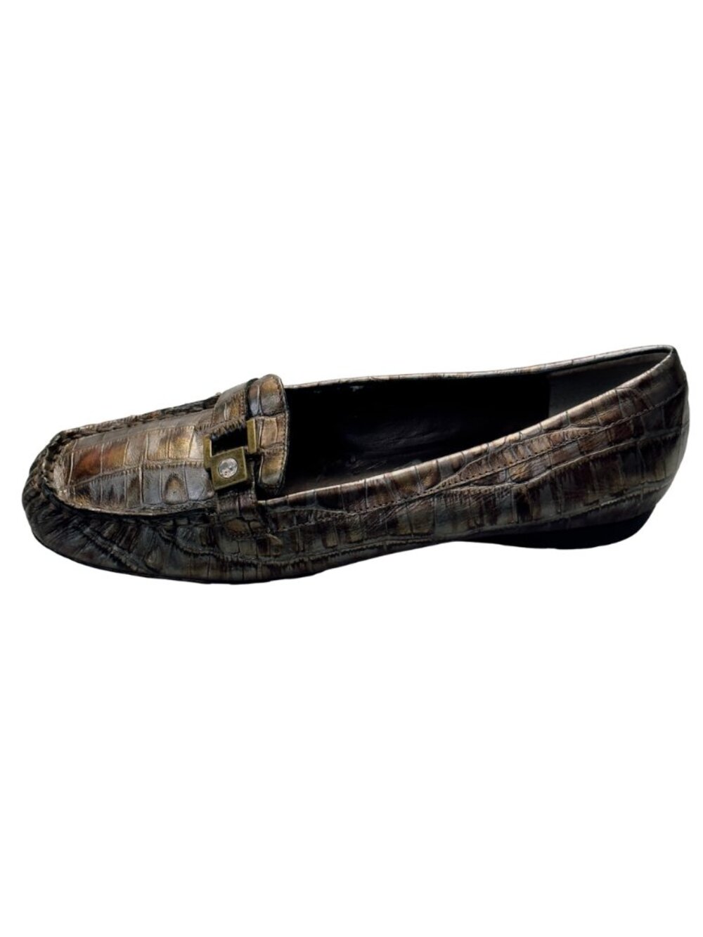 Women’s Shoes VAN ELI Bronze Leather Croc Embossed Loafers  Size 8N - Picture 9 of 12